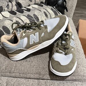 New Balance Men’s Olive and Light Gray Sneakers, worn once